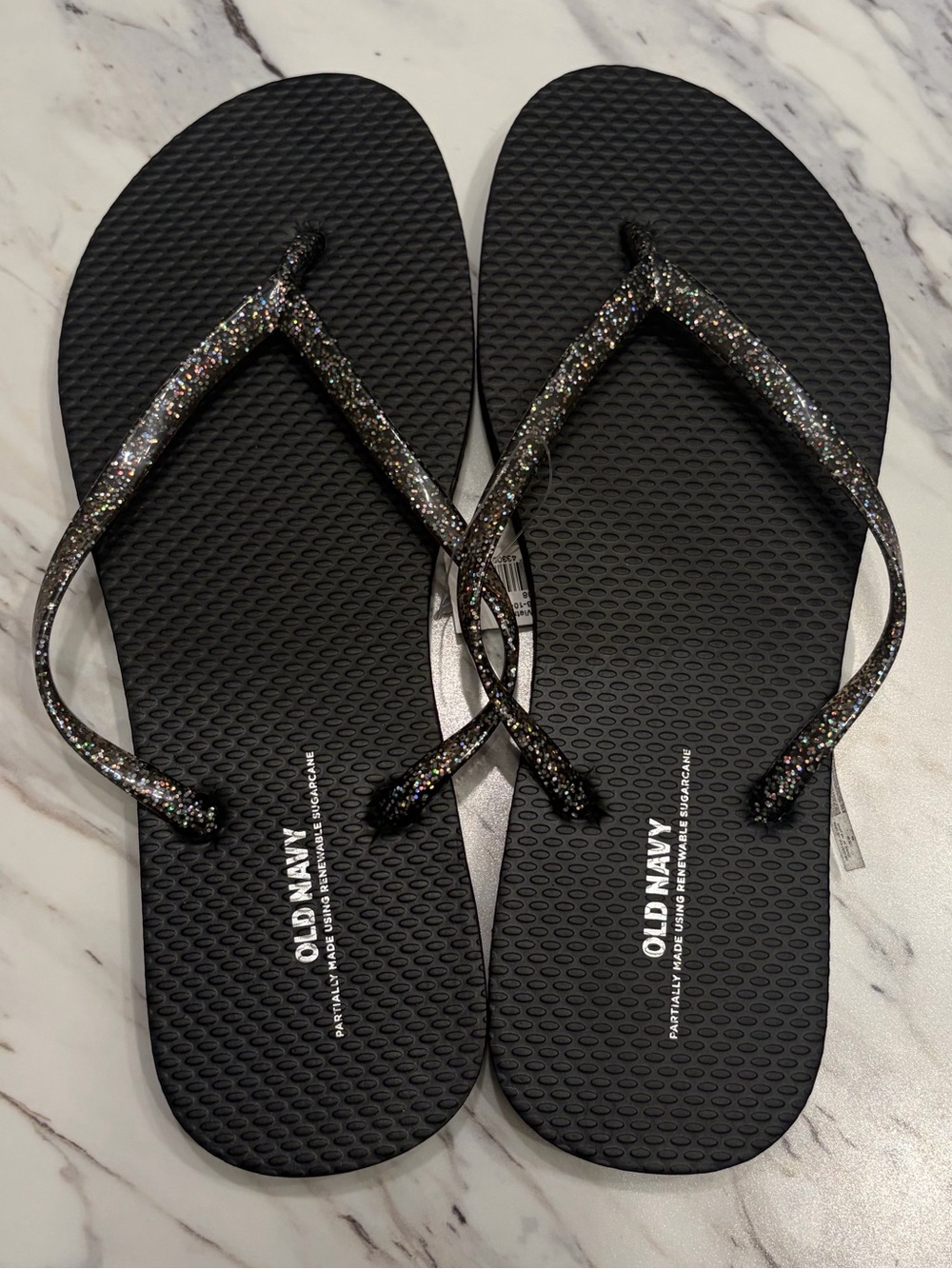 NWT Old Navy Black Glitter Flip Flops Women's US Size 8